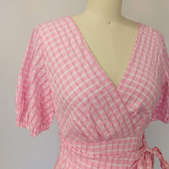 Princess Polly Zoe Jane Mini Dress Size 2 NWT Pink White Gingham Puff Sleeve - Picture 3 of 12